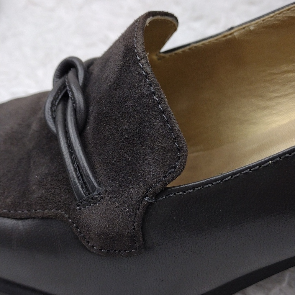 Andrea Viccaro Dark Grey Leather Suede Upper Square Toe Blocked High Heel Shoe - Picture 13 of 15